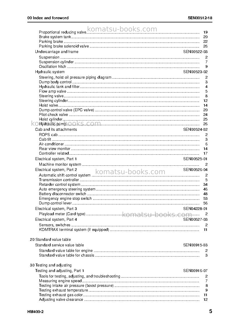 Komatsu hm400-2jpn Repair & maintenance cover Page 7