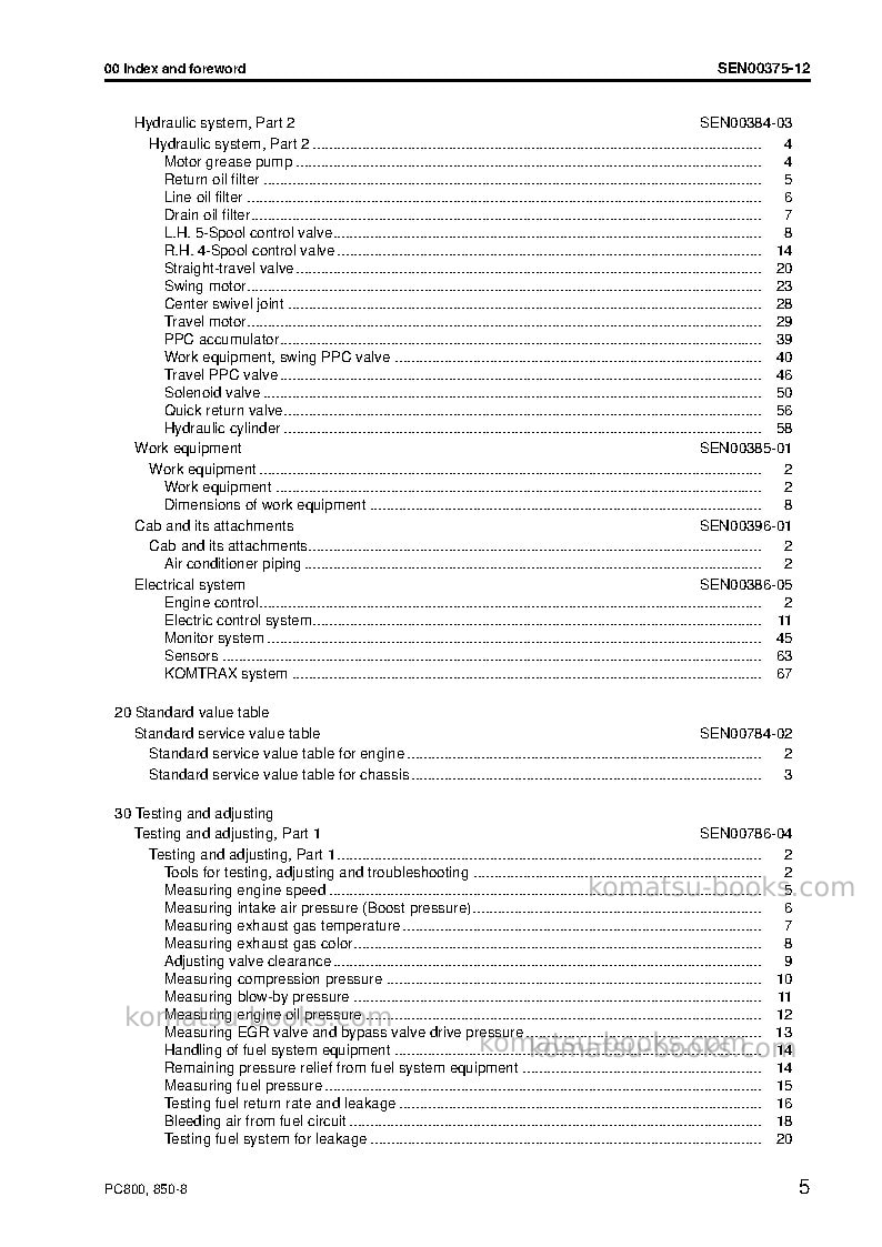 Komatsu pc850se-8jpn Repair & maintenance cover Page 7 Komatsu pc850se-8jpn Repair & maintenance cover Page 7