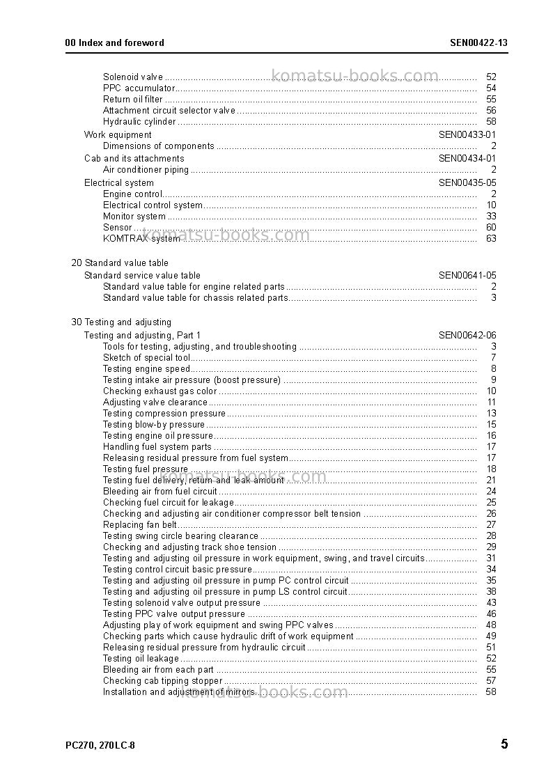 Komatsu pc270-8jpn-work equipment grease 500h Repair & maintenance cover Page 7