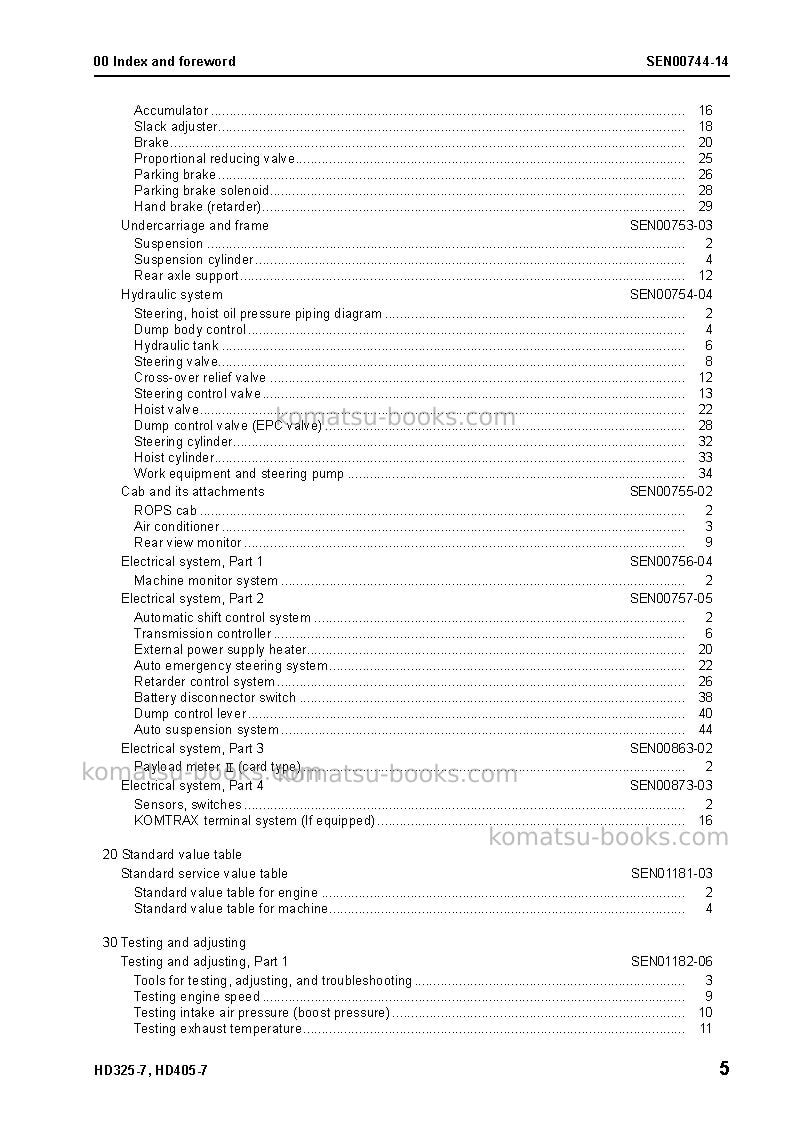 Komatsu hd325-7jpn Repair & maintenance cover Page 7 Komatsu hd325-7jpn Repair & maintenance cover Page 7