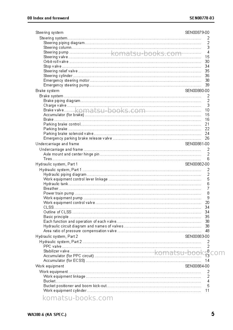 Komatsu wa380-6jpn-for n. america Repair & maintenance cover Page 7
