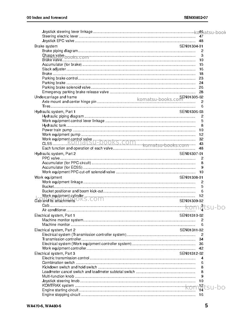 Komatsu wa470-6jpn Repair & maintenance cover Page 7