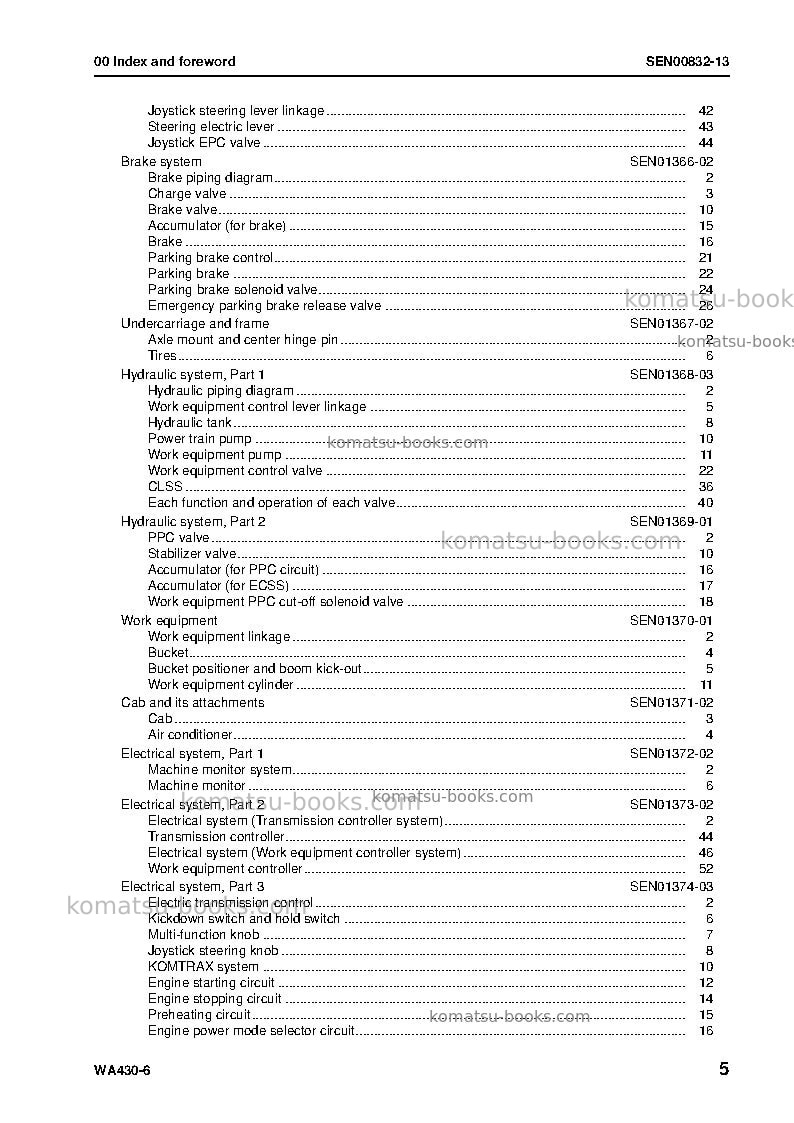 Komatsu wa430-6jpn Repair & maintenance cover Page 7