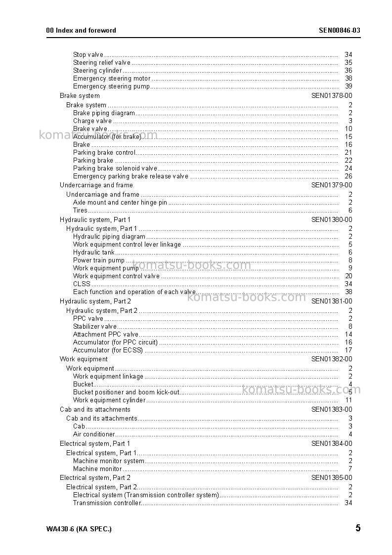 Komatsu wa430-6jpn-for n. america Repair & maintenance cover Page 7