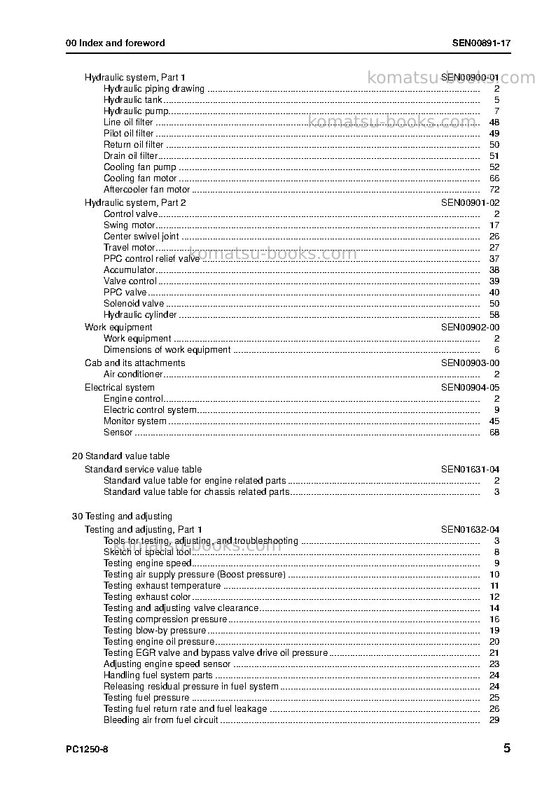 Komatsu pc1250sp-8jpn Repair & maintenance cover Page 7 Komatsu pc1250sp-8jpn Repair & maintenance cover Page 7