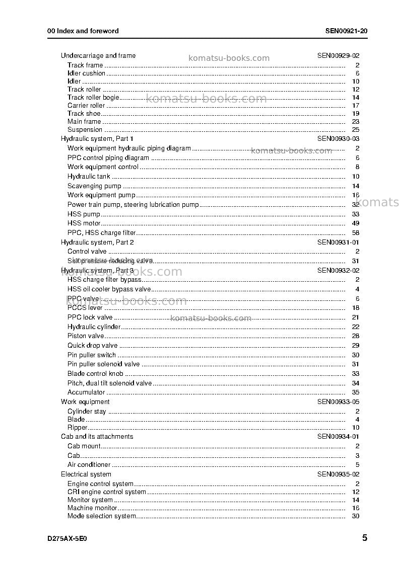 Komatsu d275ax-5jpn-e0 Repair & maintenance cover Page 7 Komatsu d275ax-5jpn-e0 Repair & maintenance cover Page 7
