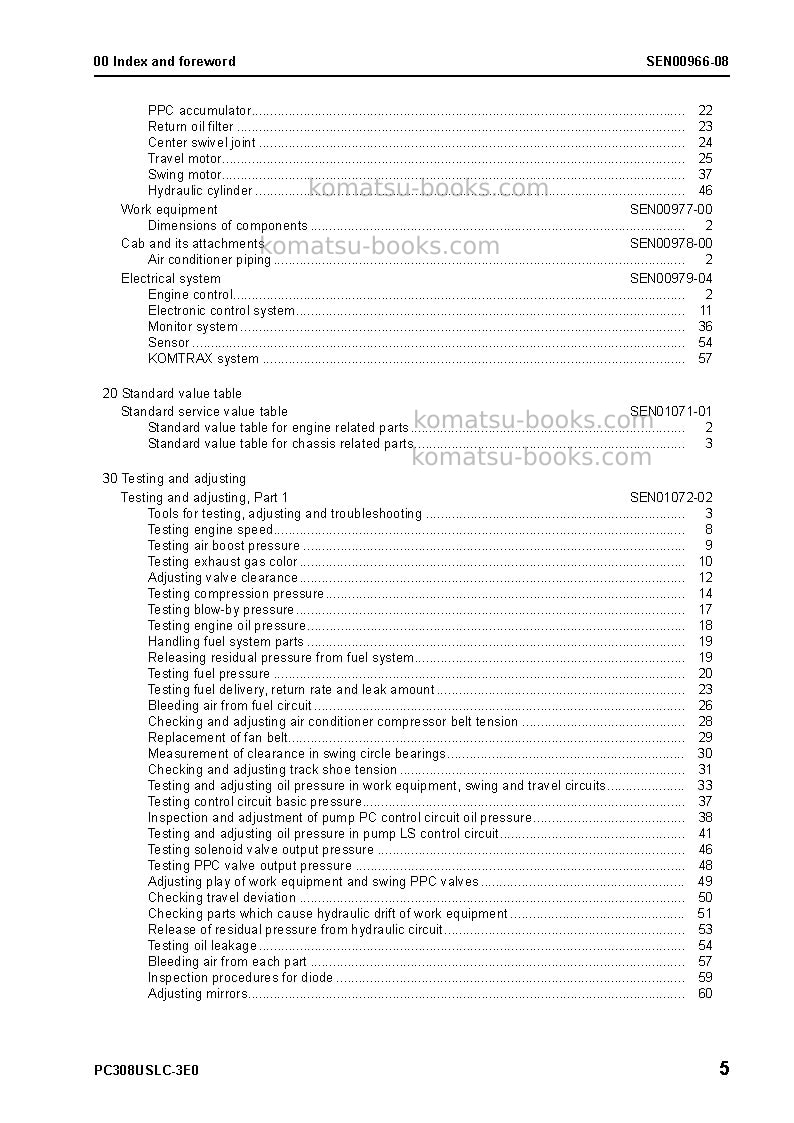 Komatsu pc308uslc-3jpn-e0 Repair & maintenance cover Page 7
