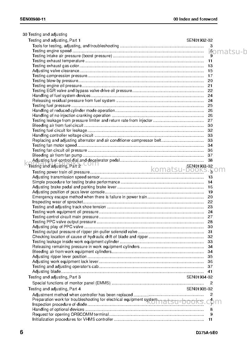 Komatsu d375a-5jpn-e0 Repair & maintenance cover Page 7 Komatsu d375a-5jpn-e0 Repair & maintenance cover Page 7