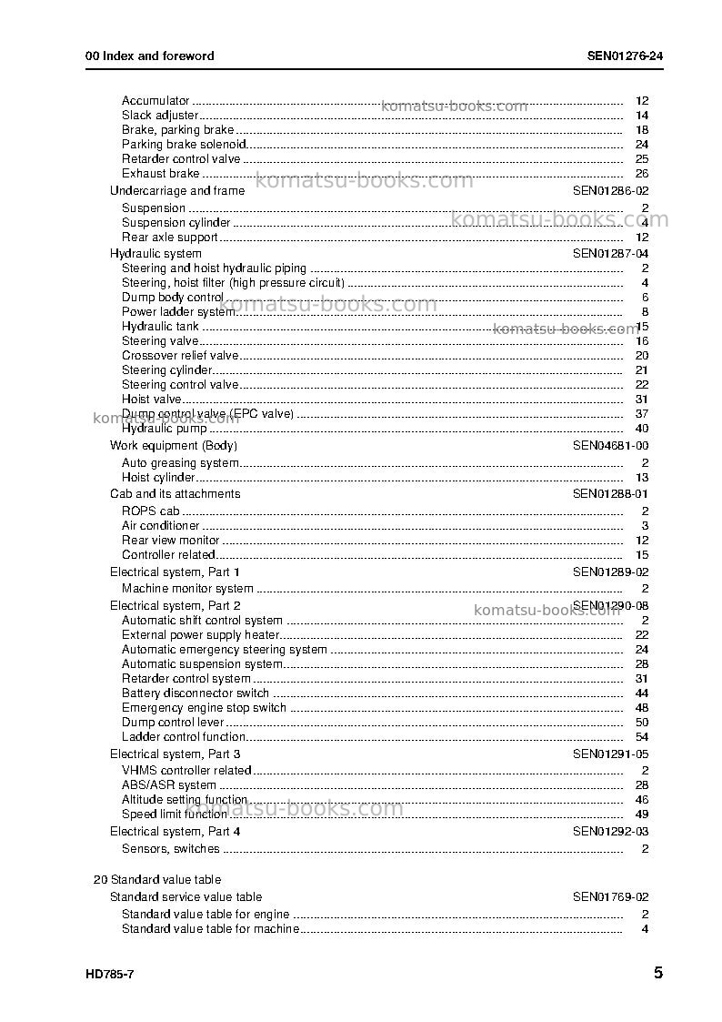 Komatsu hd785-7jpn Repair & maintenance cover Page 7