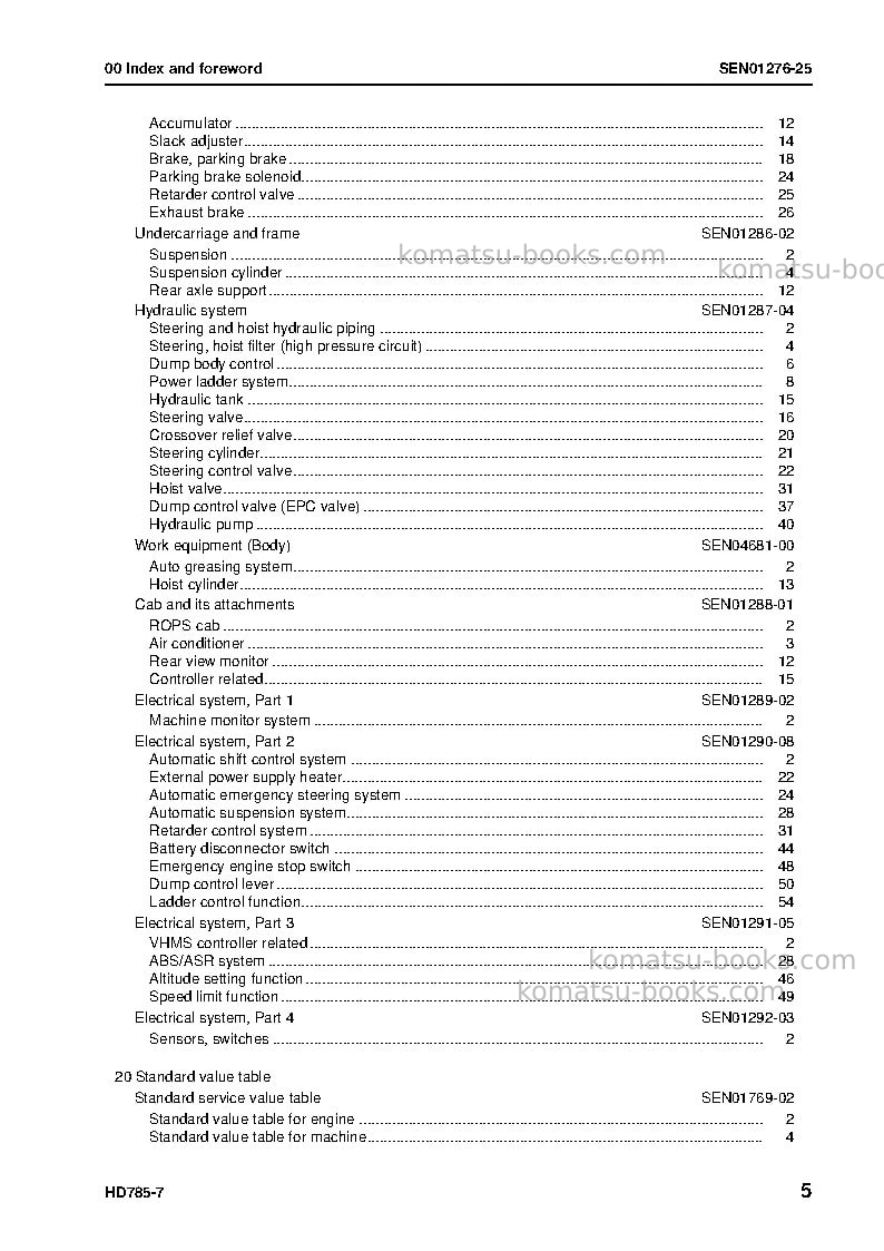 Komatsu hd785-7jpn Repair & maintenance cover Page 7