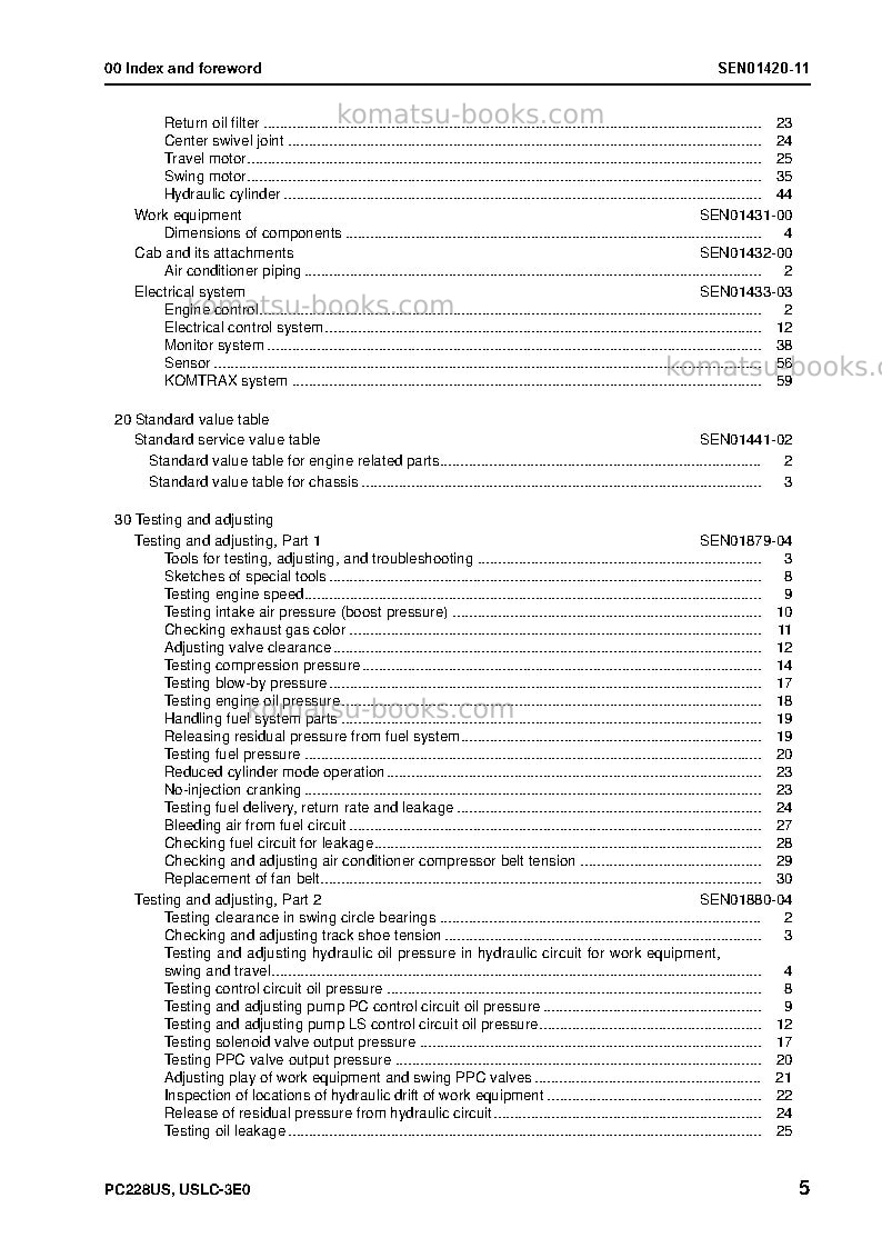 Komatsu pc228us-3gbr-tier3 Repair & maintenance cover Page 7 Komatsu pc228us-3gbr-tier3 Repair & maintenance cover Page 7