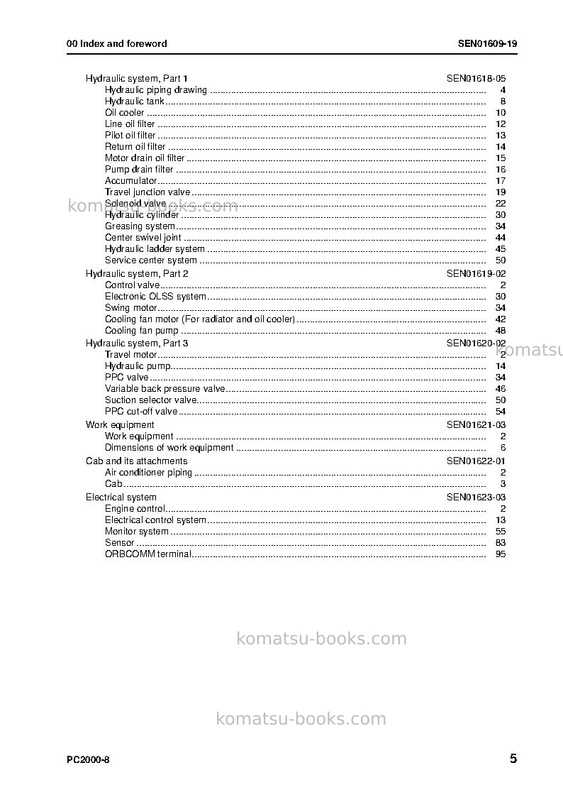 Komatsu pc2000-8jpn--40c degree Repair & maintenance cover Page 7 Komatsu pc2000-8jpn--40c degree Repair & maintenance cover Page 7