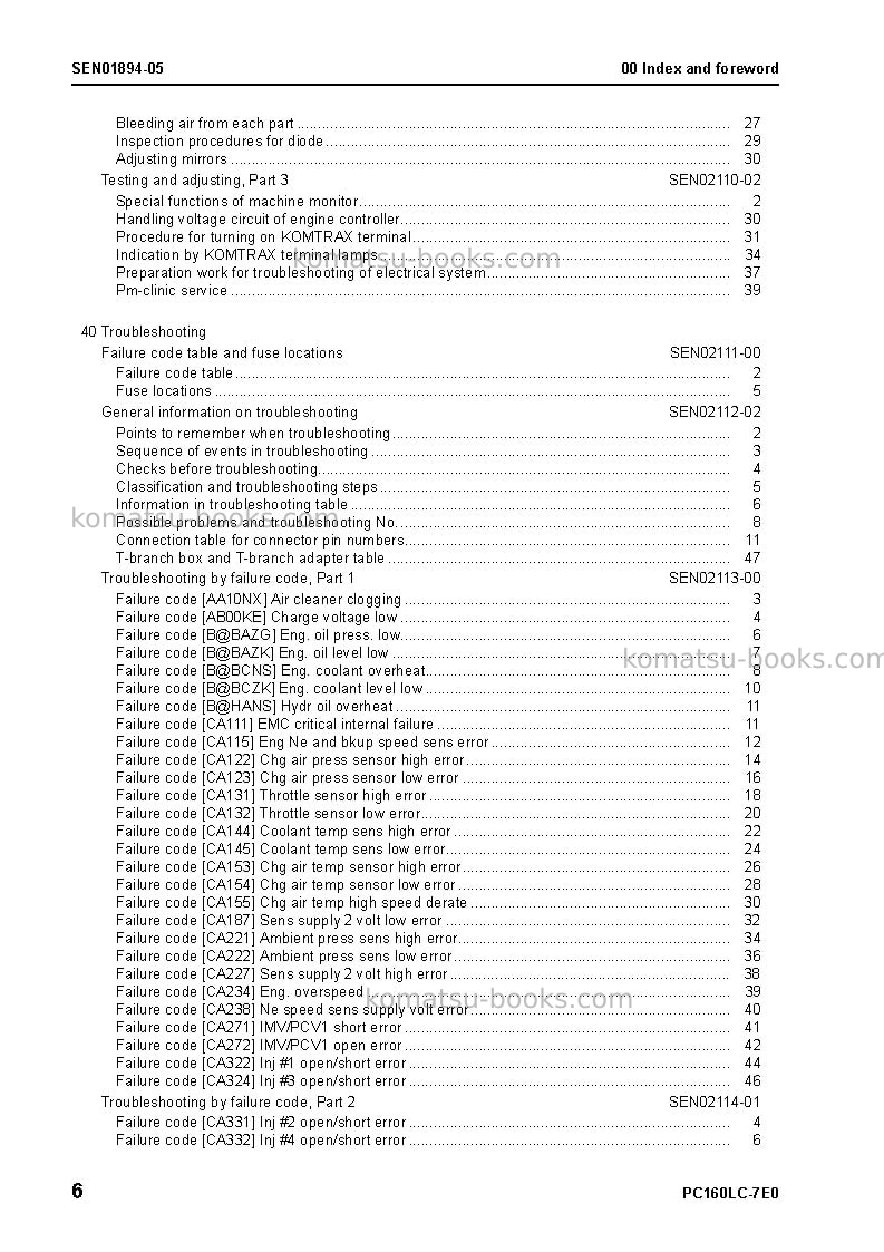 Komatsu pc160lc-7jpn-tier3, work equipment grease 100h Repair & maintenance cover Page 7