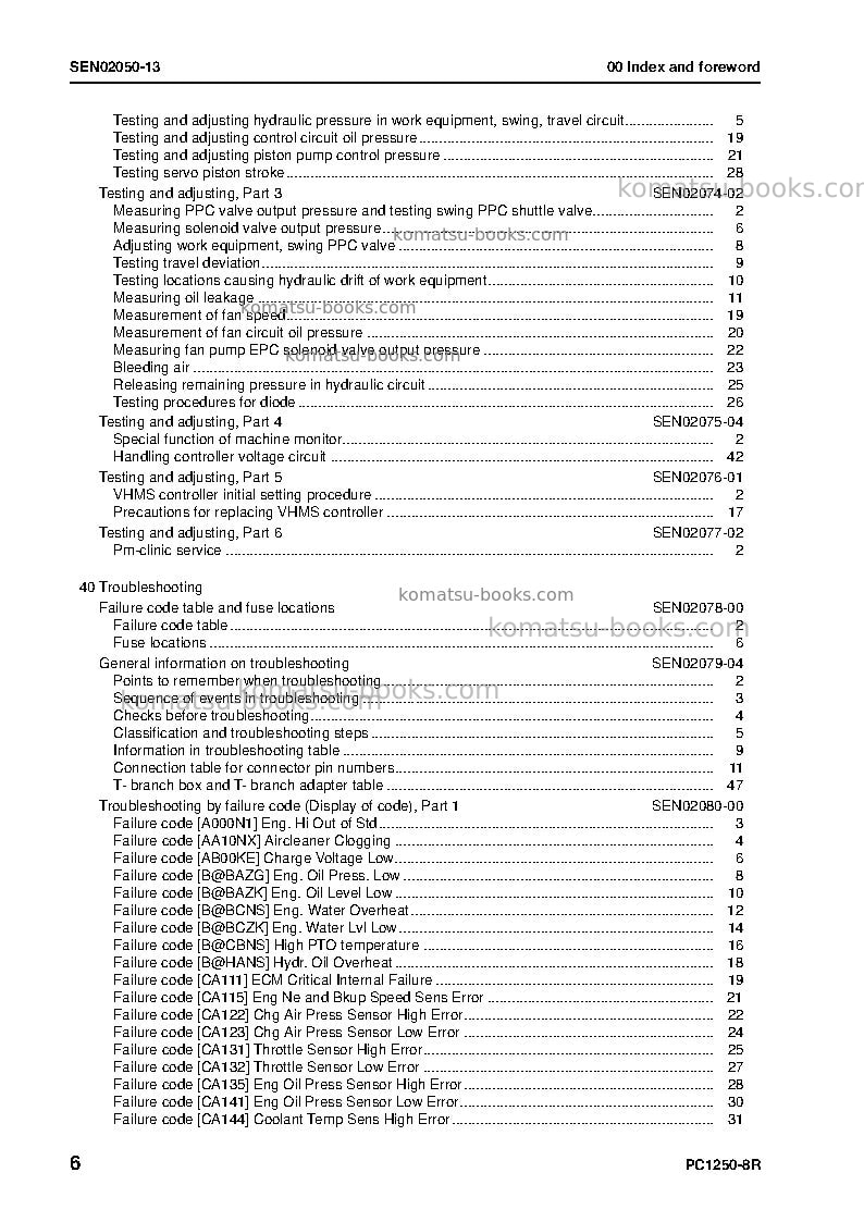 Komatsu pc1250-8jpn-r Repair & maintenance cover Page 7 Komatsu pc1250-8jpn-r Repair & maintenance cover Page 7