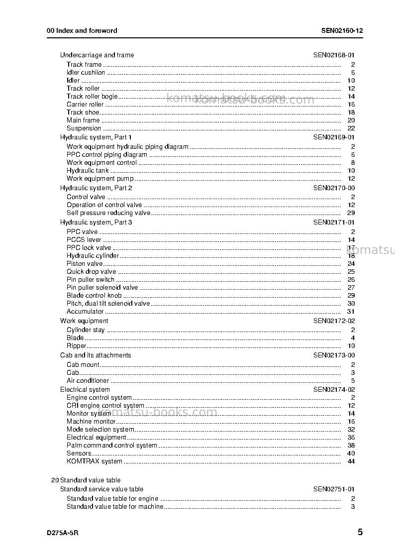 Komatsu d275a-5jpn-w/o egr Repair & maintenance cover Page 7 Komatsu d275a-5jpn-w/o egr Repair & maintenance cover Page 7