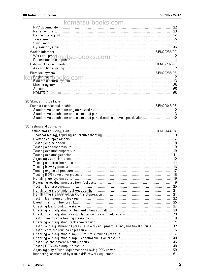 Komatsu pc400lc-8jpn-work equipment grease 100h Repair & maintenance cover Page 7
