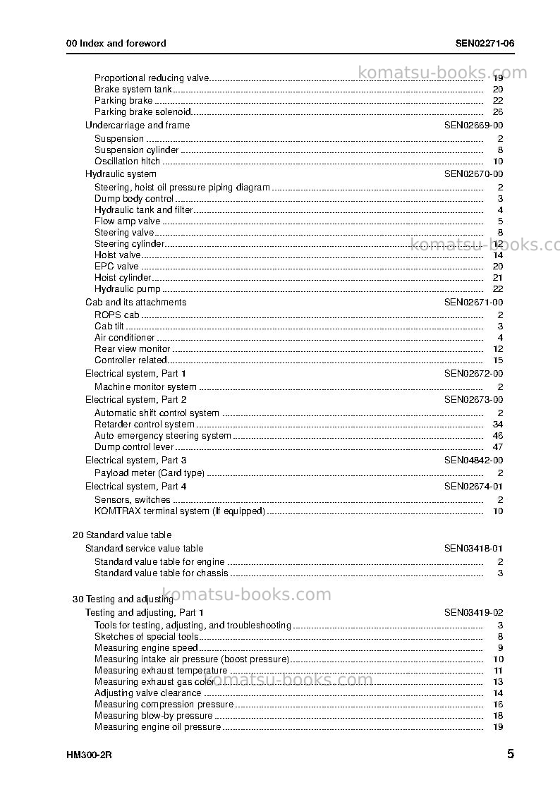 Komatsu hm300-2jpn-w/o egr Repair & maintenance cover Page 7 Komatsu hm300-2jpn-w/o egr Repair & maintenance cover Page 7