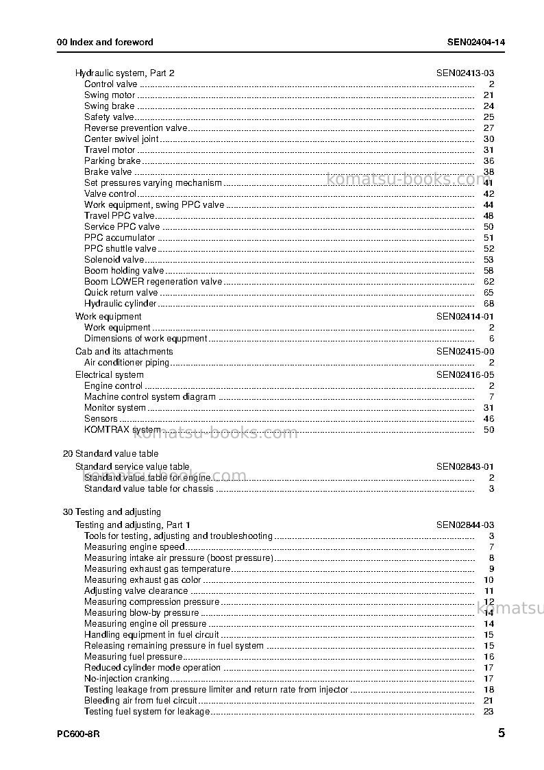 Komatsu pc600lc-8jpn-r Repair & maintenance cover Page 7 Komatsu pc600lc-8jpn-r Repair & maintenance cover Page 7