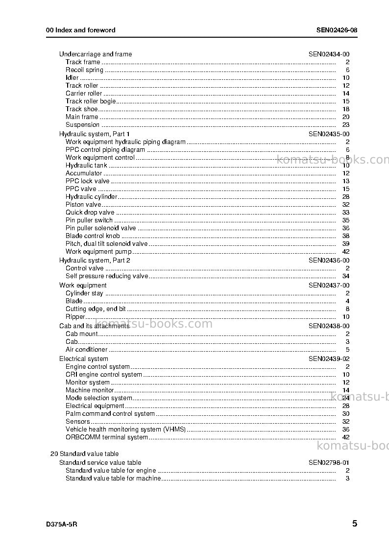 Komatsu d375a-5jpn-w/o egr Repair & maintenance cover Page 7 Komatsu d375a-5jpn-w/o egr Repair & maintenance cover Page 7