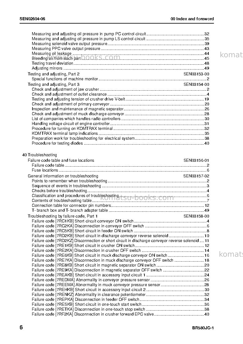 Komatsu br580jg-1jpn Repair & maintenance cover Page 7