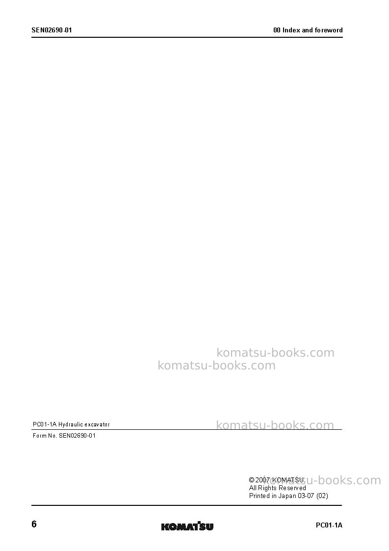 Komatsu pc01-1jpn-a Repair & maintenance cover Page 7
