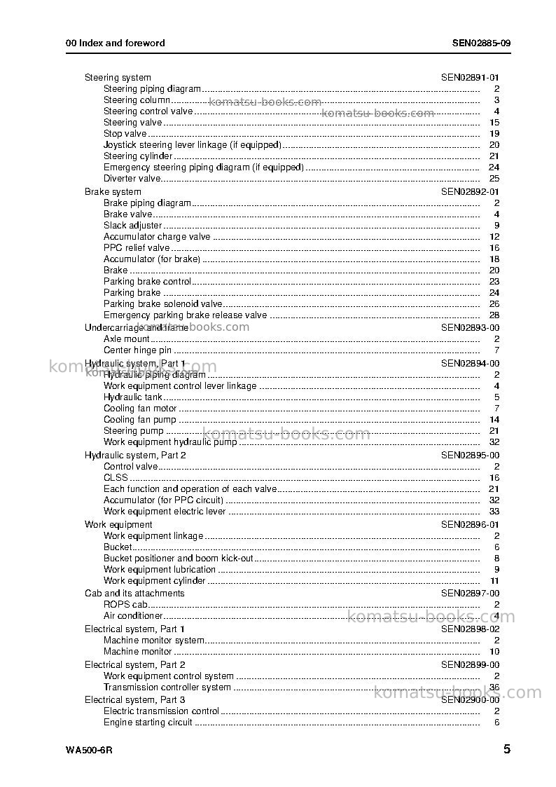 Komatsu wa500-6jpn-r Repair & maintenance cover Page 7 Komatsu wa500-6jpn-r Repair & maintenance cover Page 7