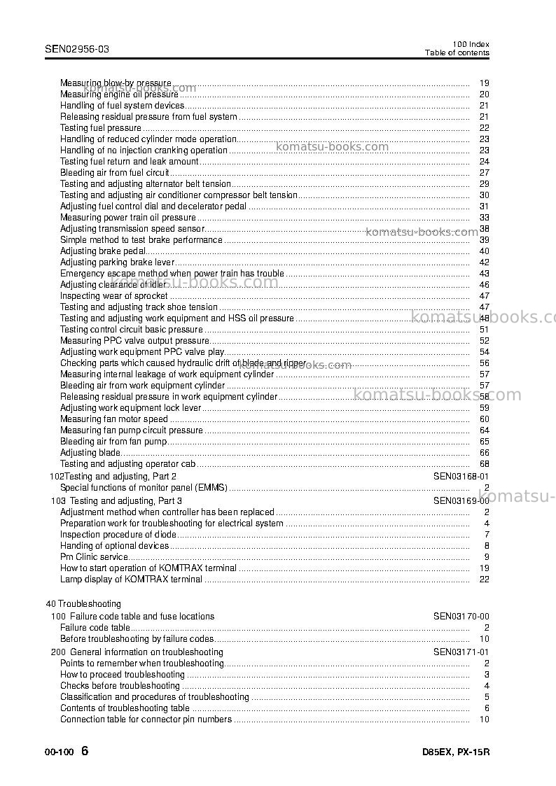Komatsu d85ex-15jpn-r Repair & maintenance cover Page 7 Komatsu d85ex-15jpn-r Repair & maintenance cover Page 7