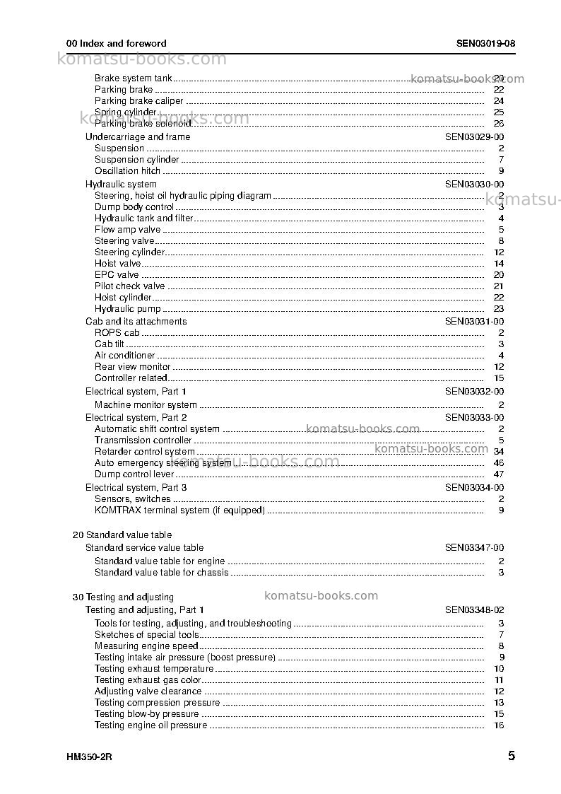 Komatsu hm350-2jpn-w/o egr Repair & maintenance cover Page 7
