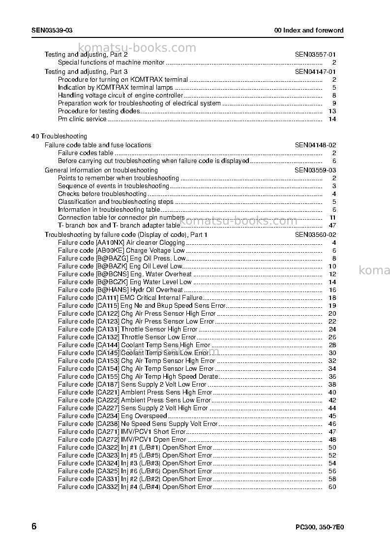 Komatsu pc350lc-7jpn-e0, work equipment grease 500h Repair & maintenance cover Page 7 Komatsu pc350lc-7jpn-e0, work equipment grease 500h Repair & maintenance cover Page 7