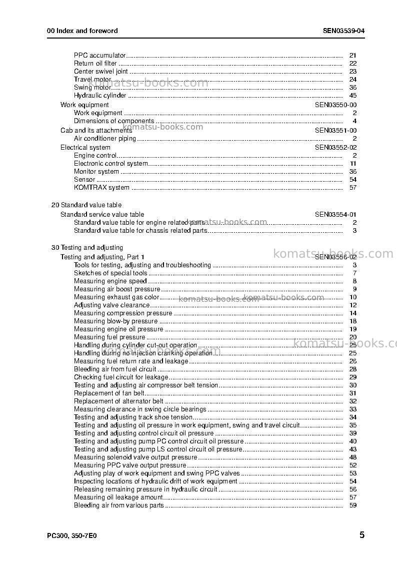Komatsu pc300lc-7jpn-e0 Repair & maintenance cover Page 7 Komatsu pc300lc-7jpn-e0 Repair & maintenance cover Page 7
