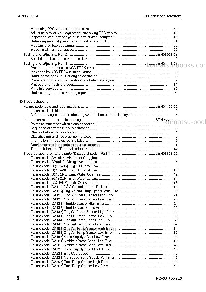 Komatsu pc400-7jpn-tier3, work equipment grease 100h Repair & maintenance cover Page 7