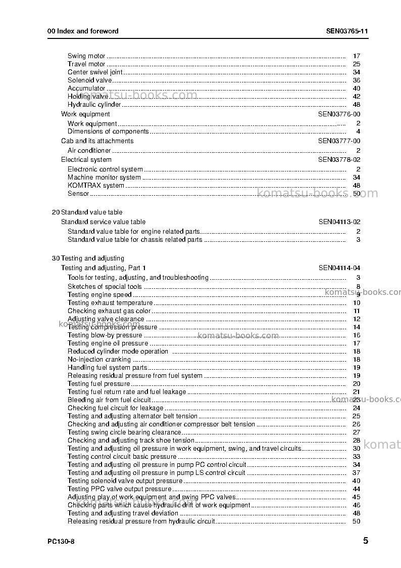 Komatsu pc130-8jpn Repair & maintenance cover Page 7 Komatsu pc130-8jpn Repair & maintenance cover Page 7