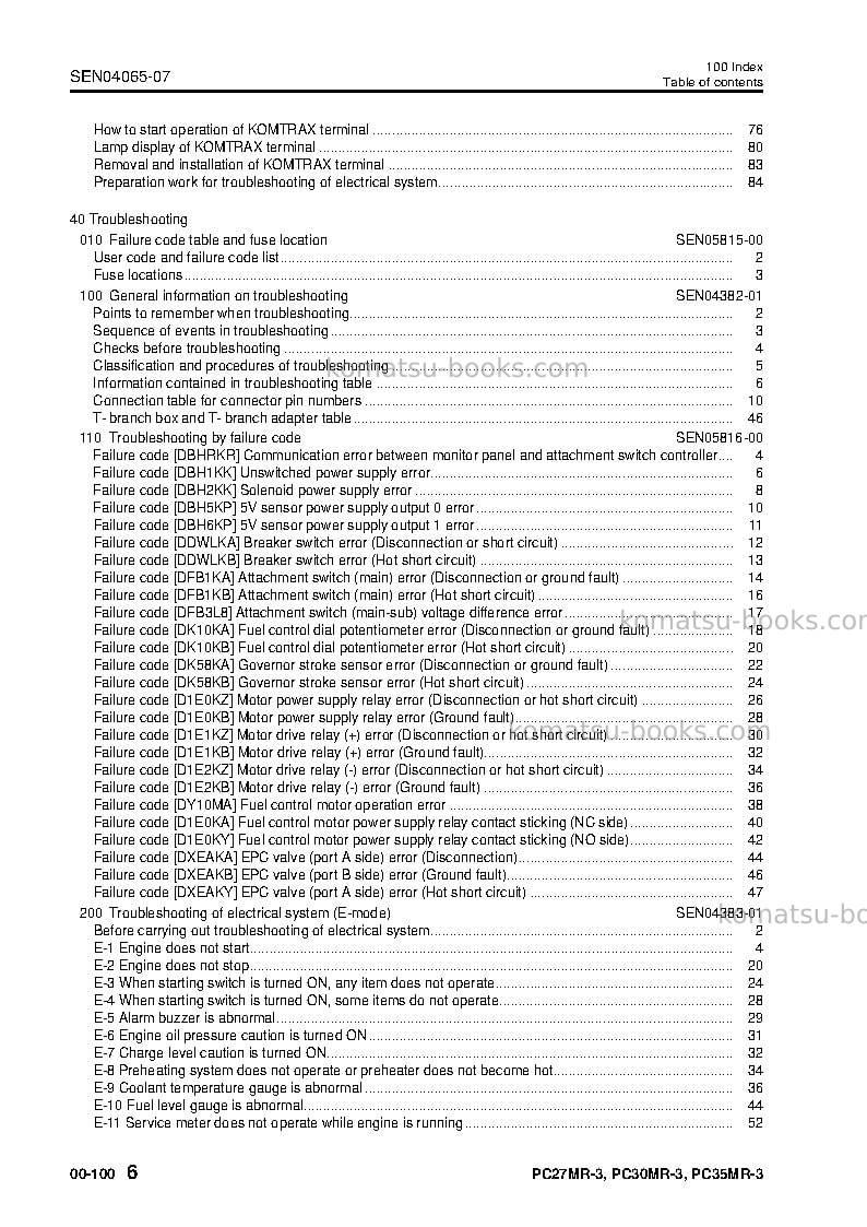 Komatsu pc27mr-3jpn-for cab Repair & maintenance cover Page 7 Komatsu pc27mr-3jpn-for cab Repair & maintenance cover Page 7