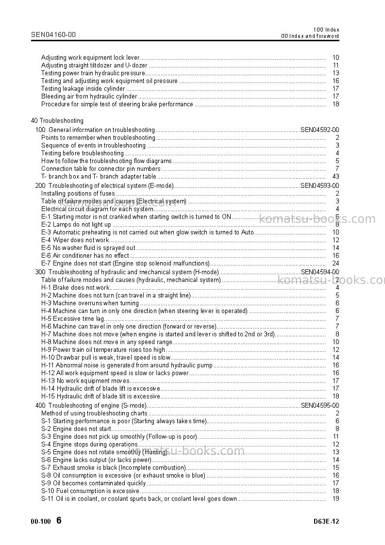Komatsu d63e-12jpn Repair & maintenance cover Page 7 Komatsu d63e-12jpn Repair & maintenance cover Page 7