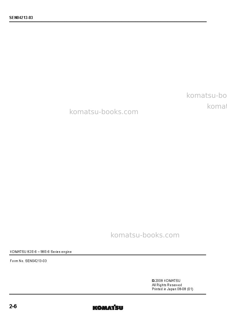 Komatsu 3d82ae-6jpn-bm-da Repair & maintenance cover Page 7 Komatsu 3d82ae-6jpn-bm-da Repair & maintenance cover Page 7