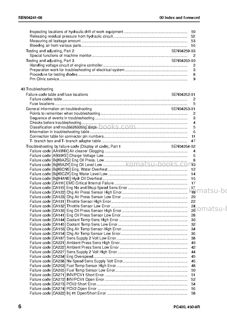 Komatsu pc400-8jpn-w/o egr, work equipment grease 100h Repair & maintenance cover Page 7