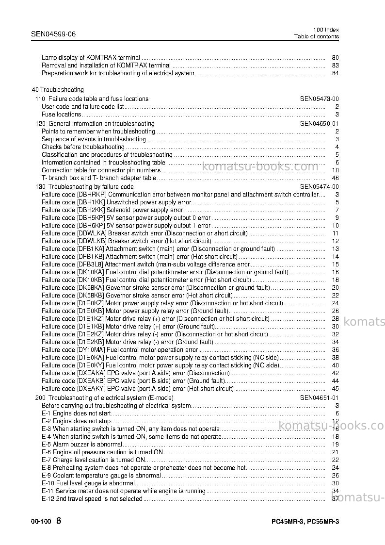 Komatsu pc45mr-3jpn Repair & maintenance cover Page 7 Komatsu pc45mr-3jpn Repair & maintenance cover Page 7