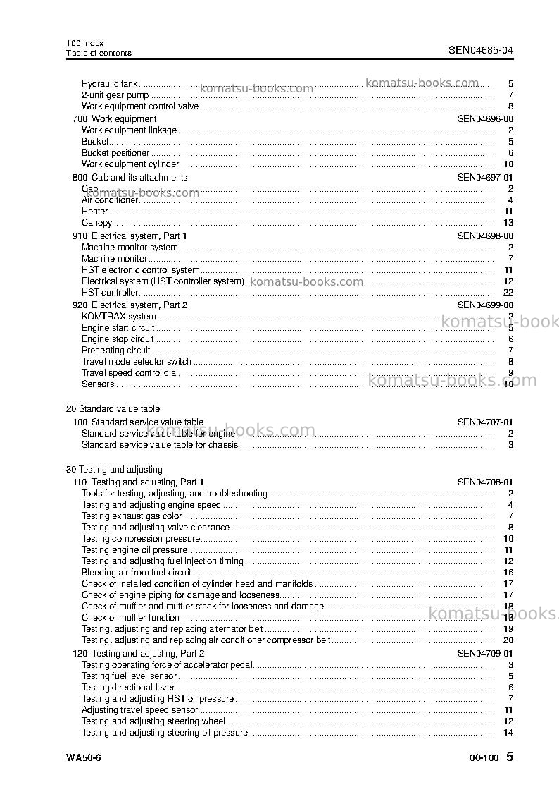 Komatsu wa50-6jpn Repair & maintenance cover Page 7