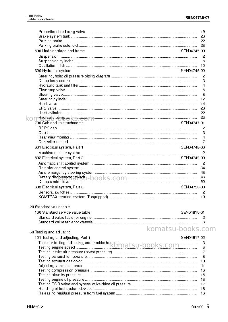 Komatsu hm250-2jpn Repair & maintenance cover Page 7
