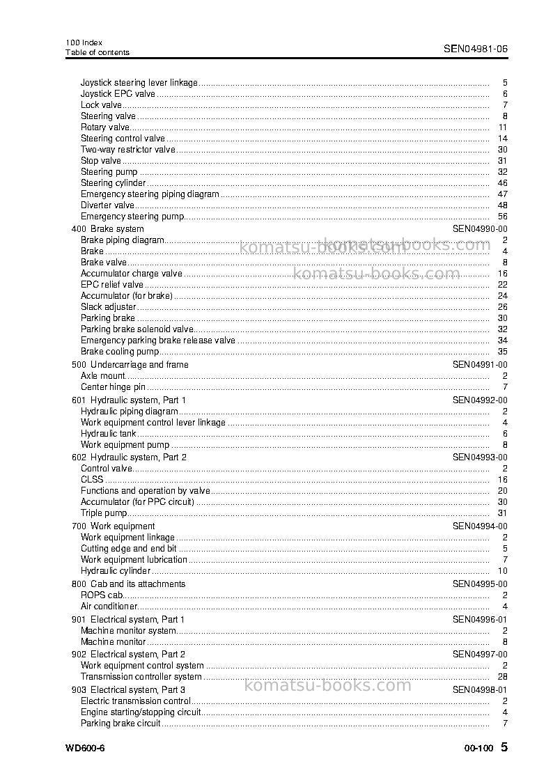 Komatsu wd600-6jpn Repair & maintenance cover Page 7