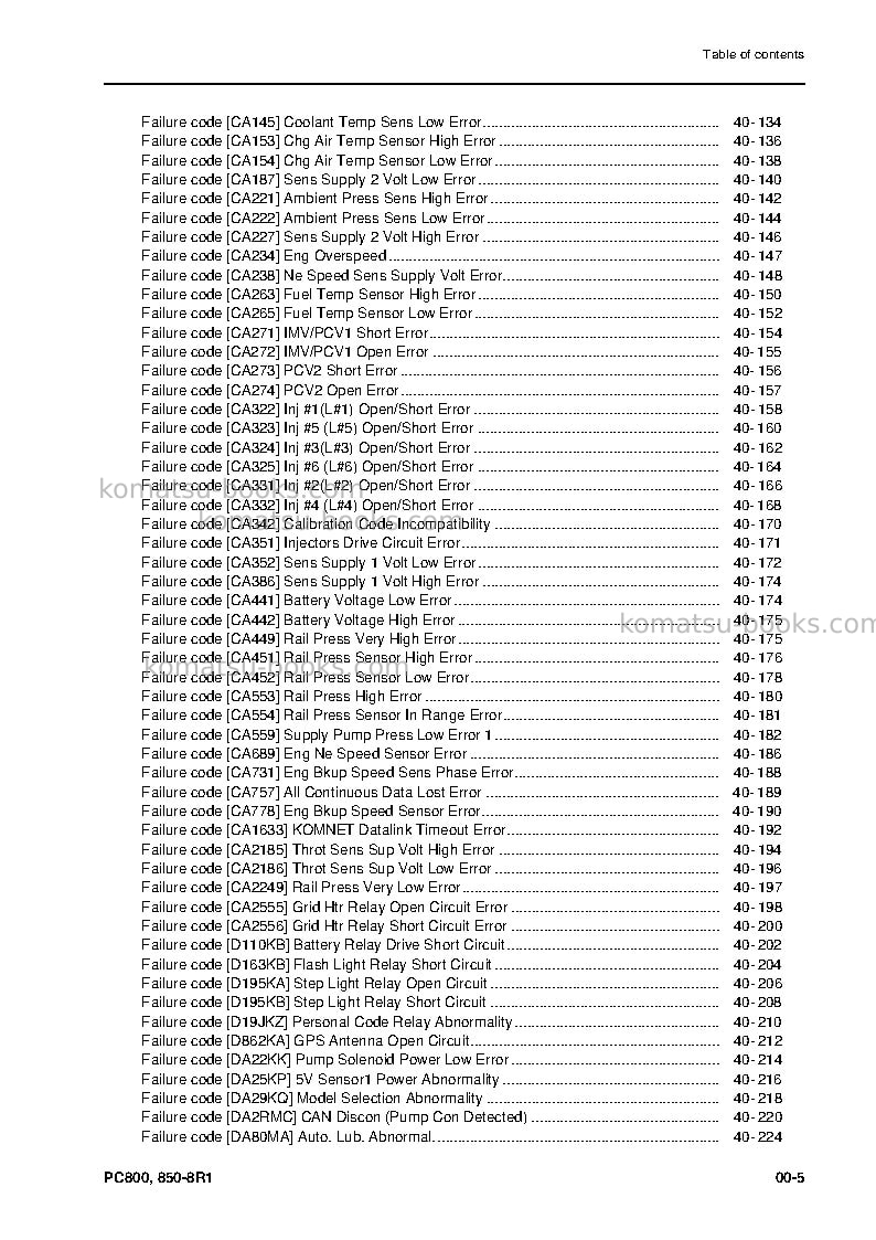 Komatsu pc850-8jpn-r1 Repair & maintenance cover Page 7 Komatsu pc850-8jpn-r1 Repair & maintenance cover Page 7