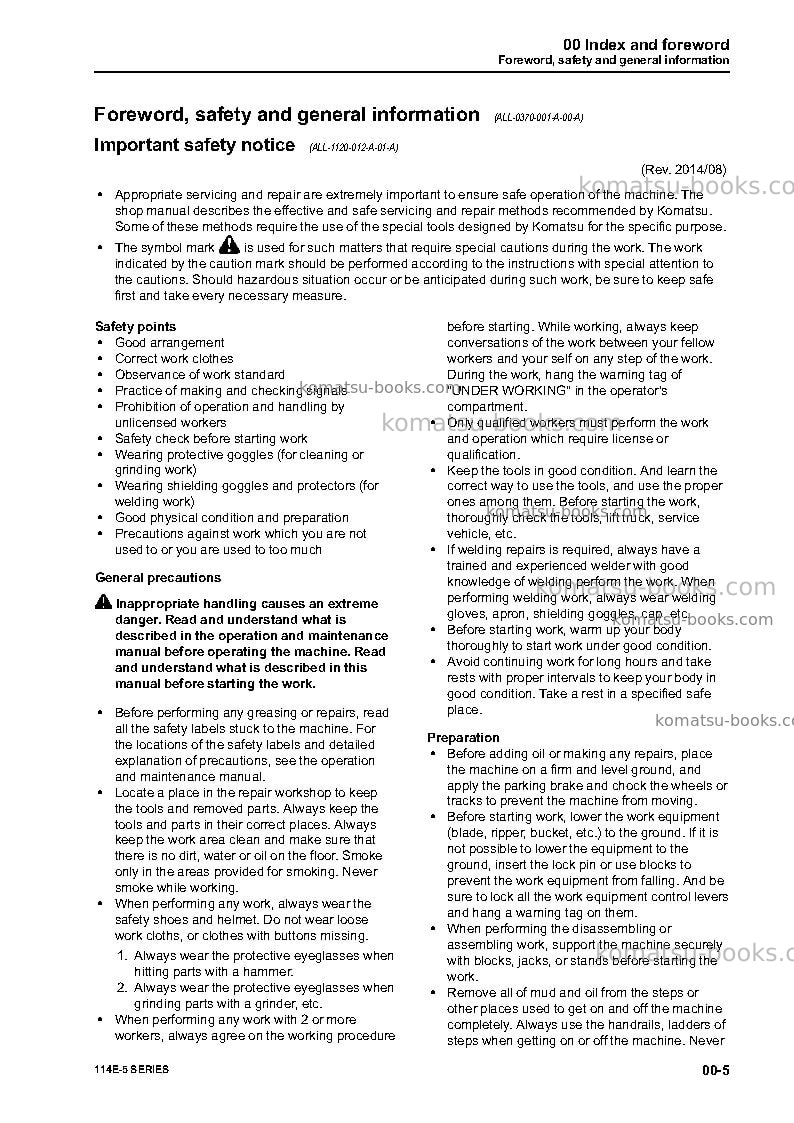 Komatsu saa6d114e-5jpn Repair & maintenance cover Page 7 Komatsu saa6d114e-5jpn Repair & maintenance cover Page 7