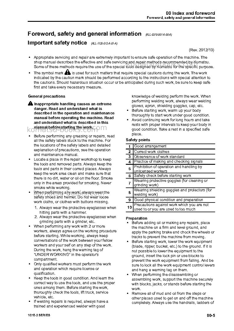 Komatsu 107e-2jpn Repair & maintenance cover Page 7
