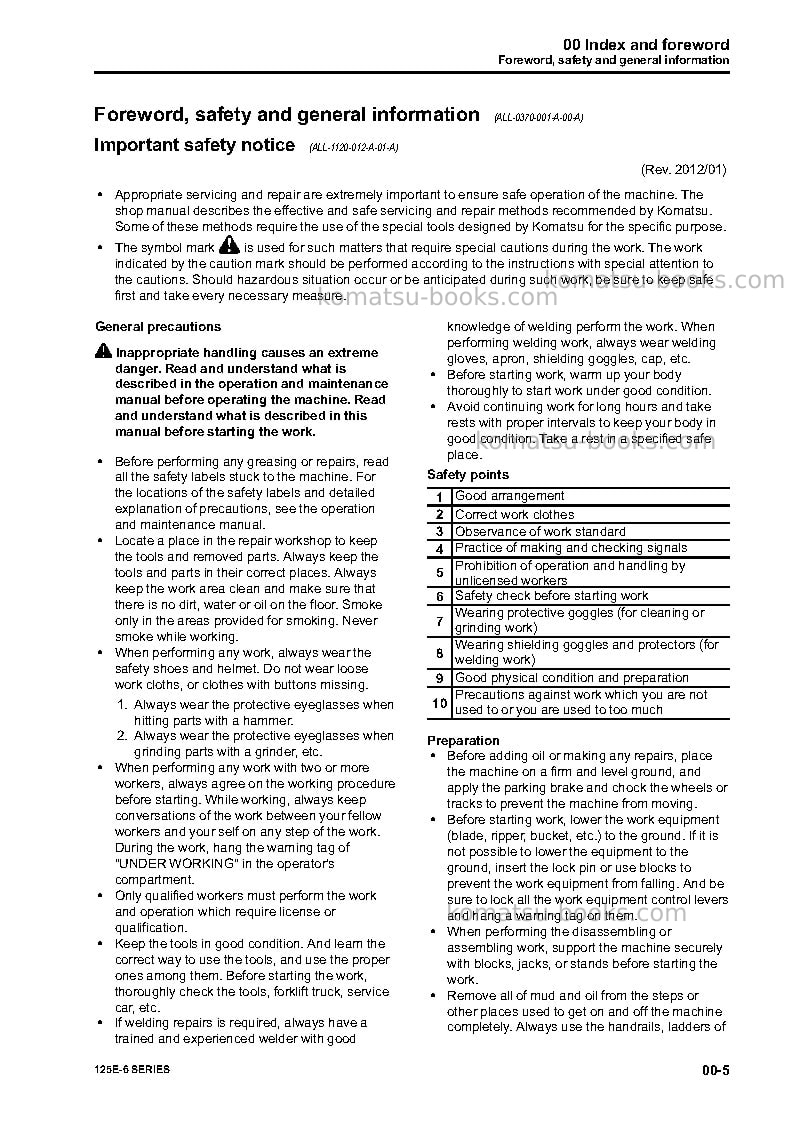Komatsu 125e-6 seriesjpn Repair & maintenance cover Page 7 Komatsu 125e-6 seriesjpn Repair & maintenance cover Page 7