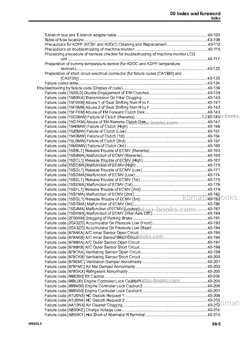 Komatsu hm300-3jpn Repair & maintenance cover Page 7 Komatsu hm300-3jpn Repair & maintenance cover Page 7