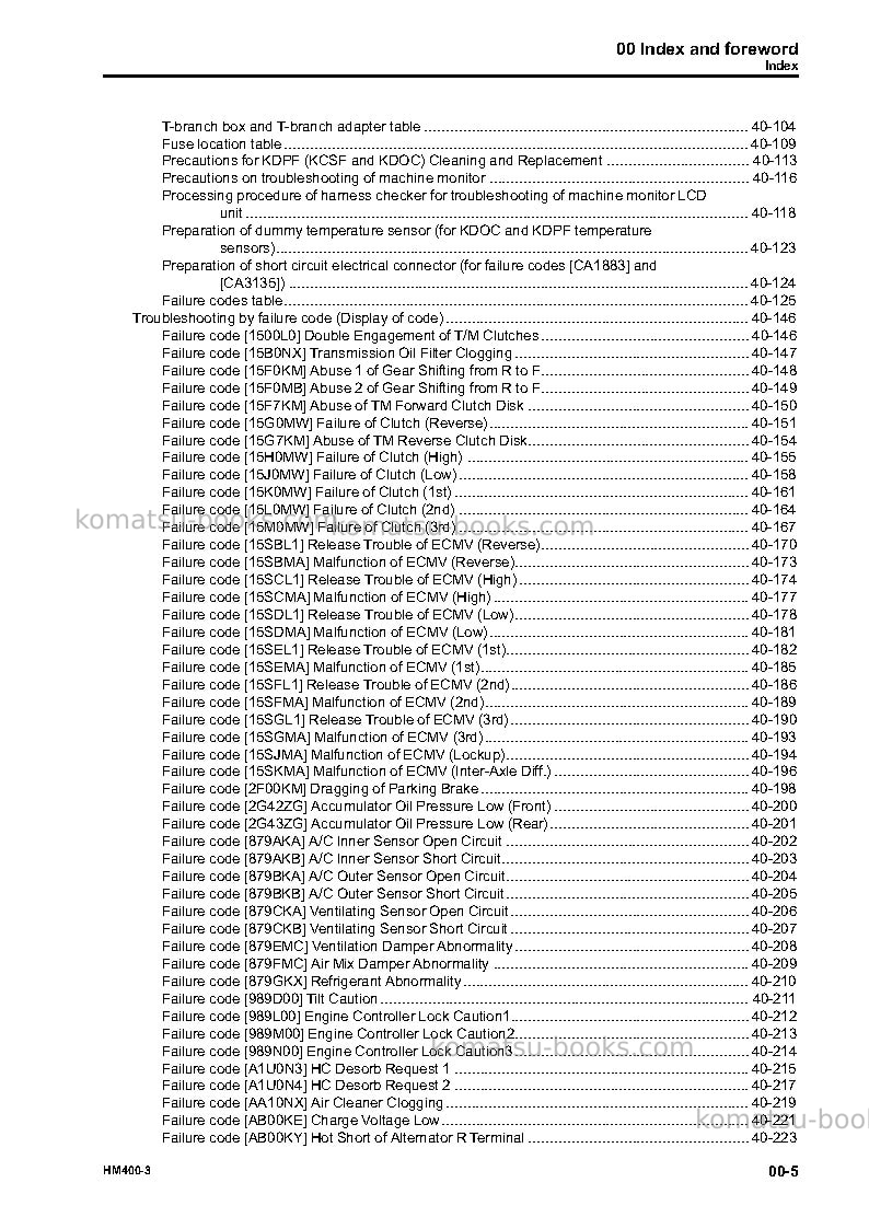 Komatsu hm400-3jpn Repair & maintenance cover Page 7