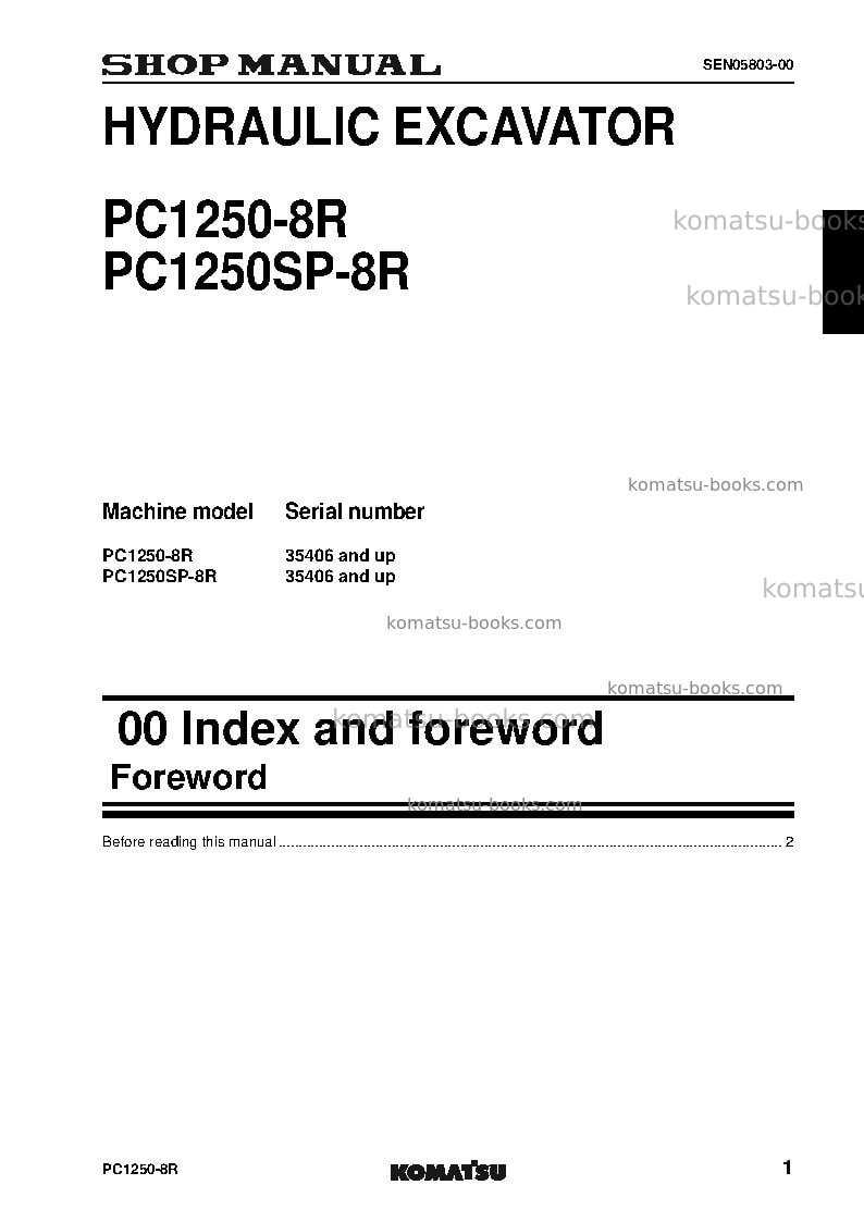 Komatsu pc1250-8jpn-w/o egr, for kal Repair & maintenance cover Page 7