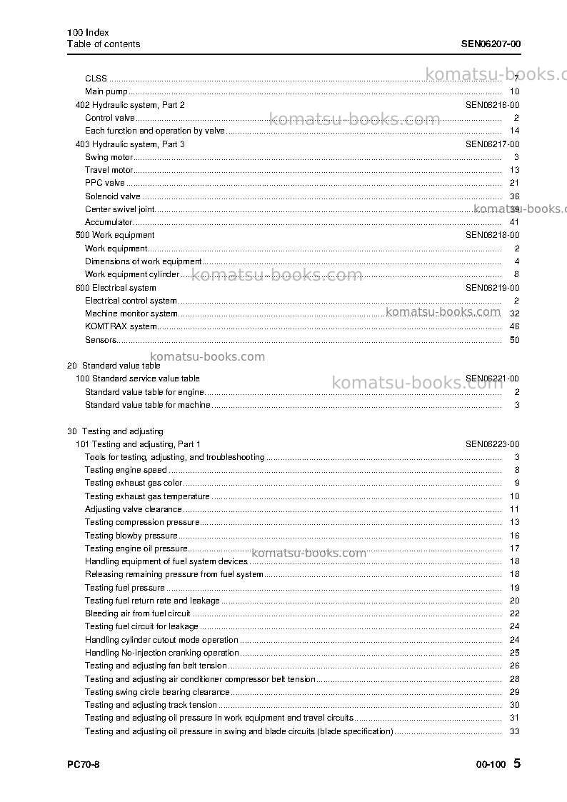 Komatsu pc70-8jpn Repair & maintenance cover Page 7