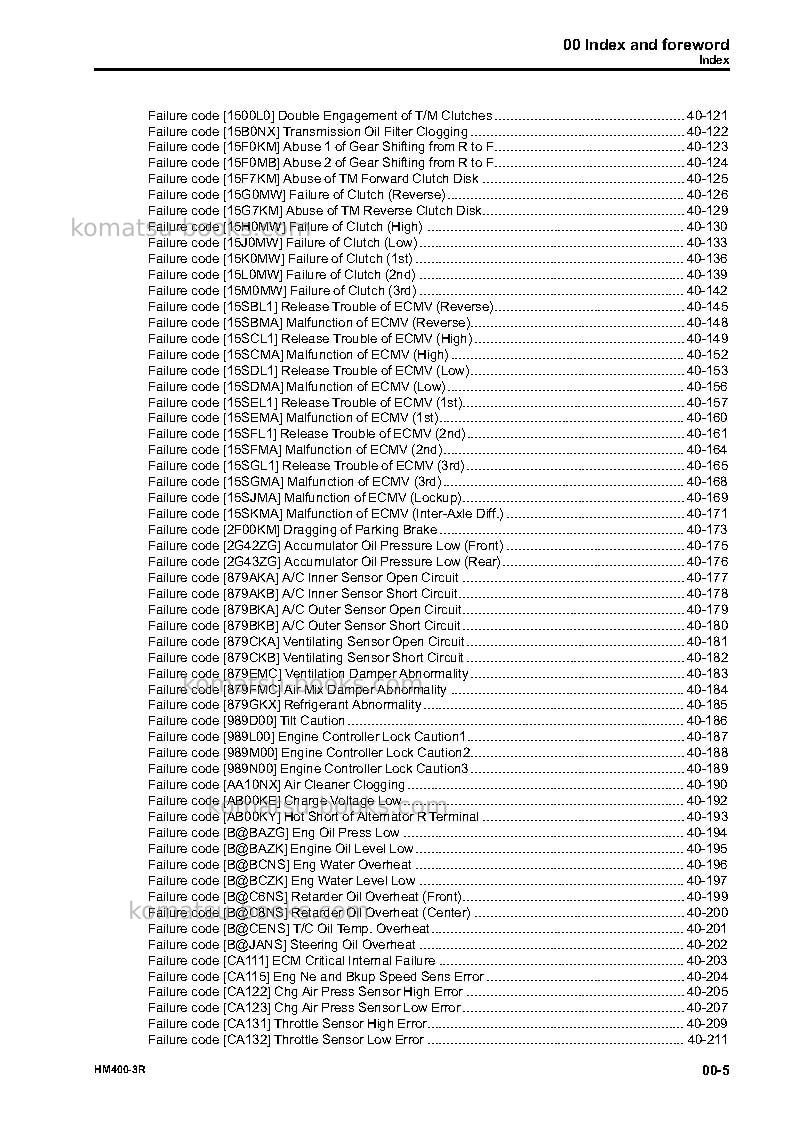 Komatsu hm400-3jpn-r Repair & maintenance cover Page 7 Komatsu hm400-3jpn-r Repair & maintenance cover Page 7