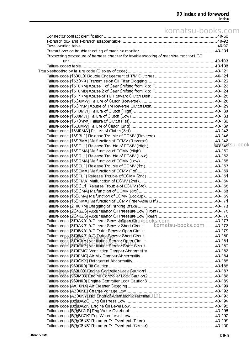 Komatsu hm400-3jpn-m0 Repair & maintenance cover Page 7 Komatsu hm400-3jpn-m0 Repair & maintenance cover Page 7
